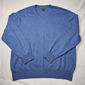Daniel Cremieux Men's 100% Cashmere Sweater Pullover V-neck Powder Blue XL